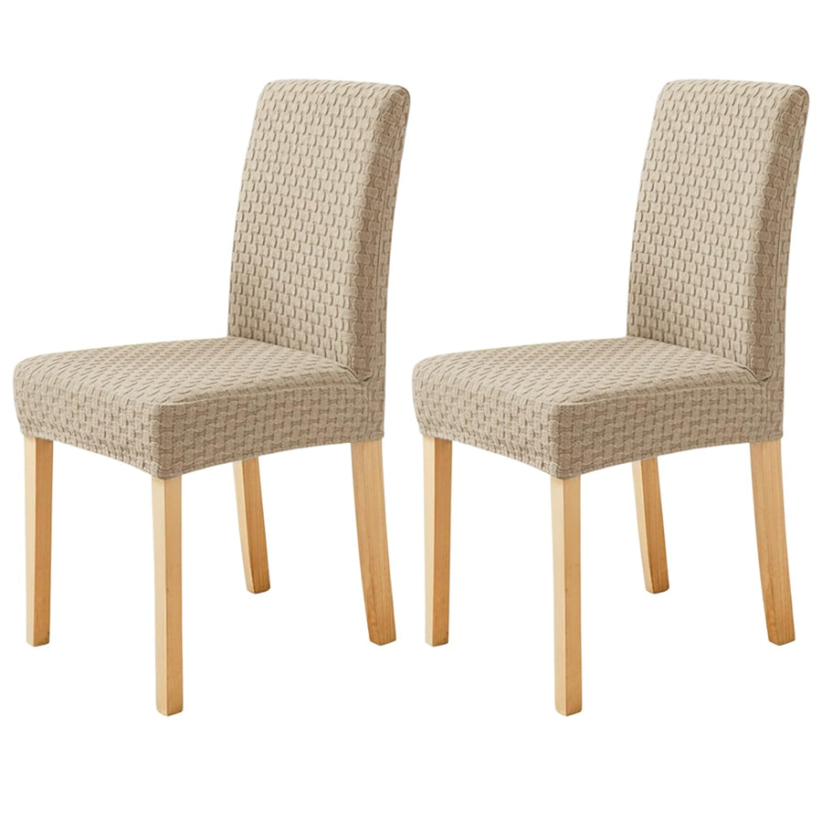 Stylish Jacquard Dining Chair Cover – 220 GSM Stretch Fabric,(Khaki)