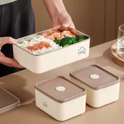 304 Stainless Steel Bento Box – 3 Leakproof Containers with Insulated Carry Case (Beige)