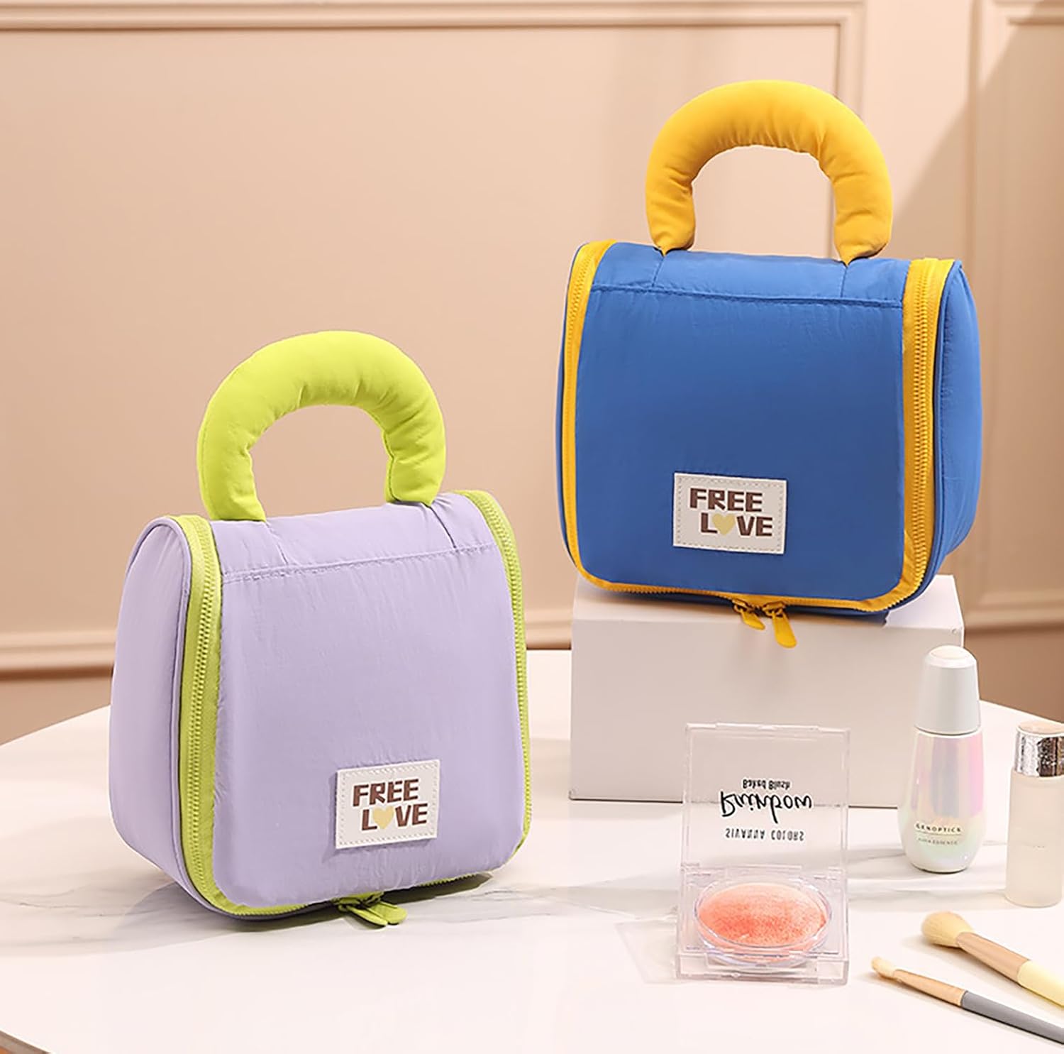 Hanging Toiletry Bag for Women – Water-Resistant Travel Makeup Organizer with Multiple Compartments & Padded Handle