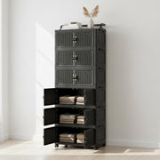Foldable Storage Box Cart with Handle & Wheels (Black)
