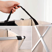 3 Section Laundry Basket with Oxford Bags - Multicolor