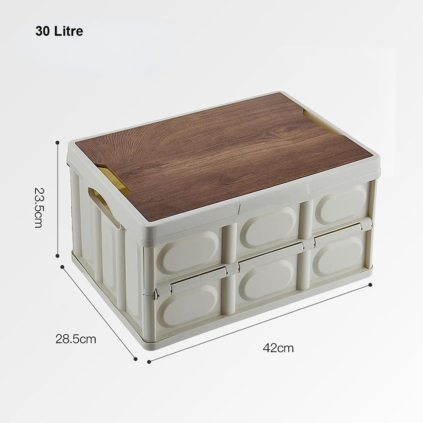 Folding Storage Bins with Wood Lid Storage Container - (30Litre, White)