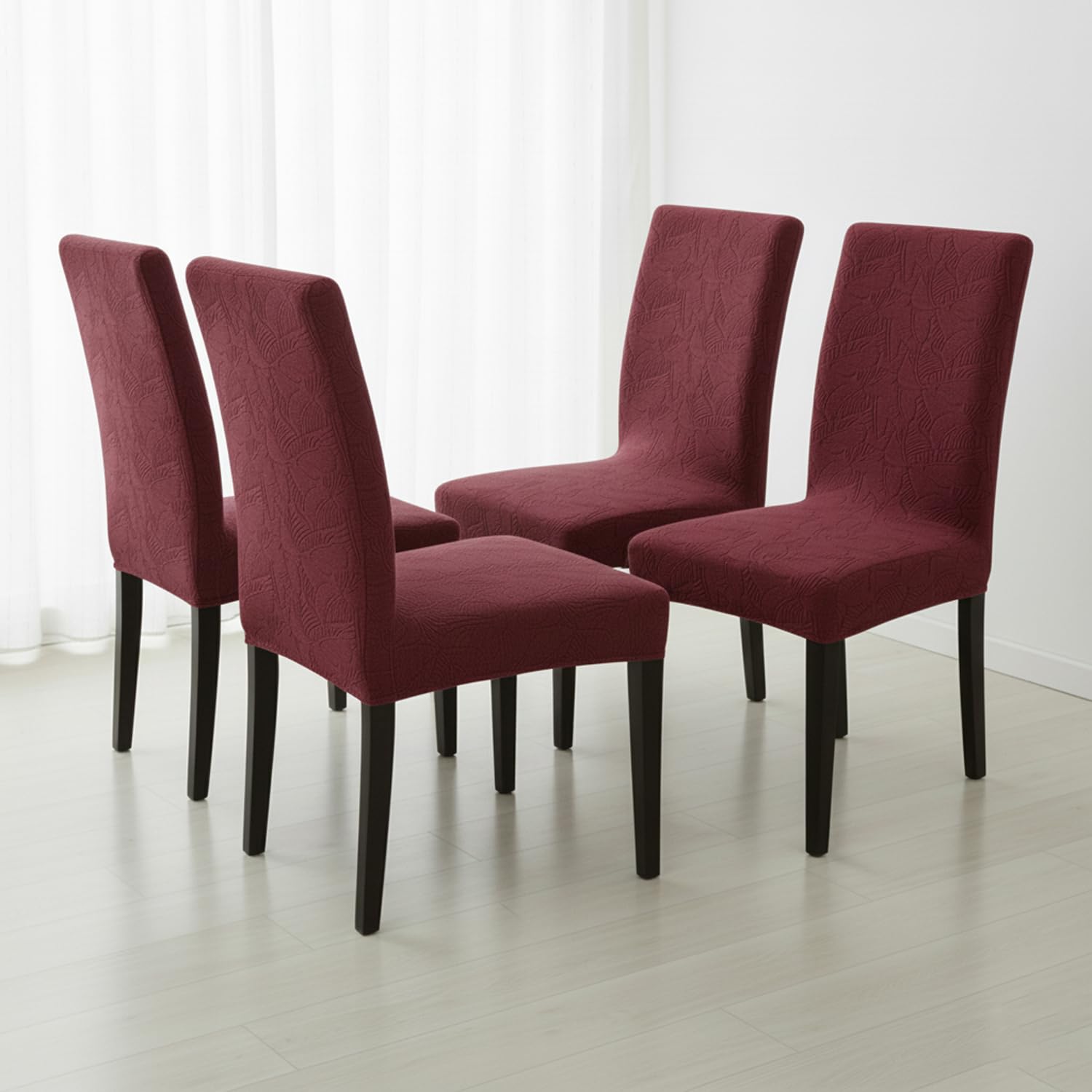Stretchable Jacquard Dining Chair Cover – Universal Fit, 220 GSM-Maroon