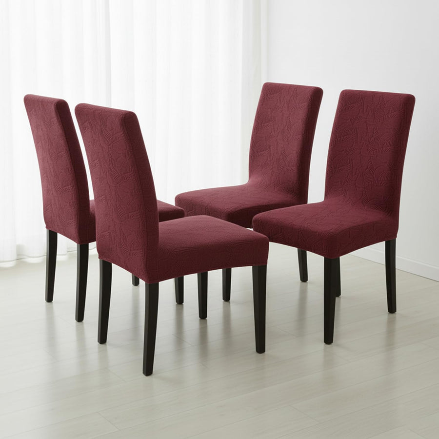 Stretchable Jacquard Dining Chair Cover – Universal Fit, 220 GSM-Maroon