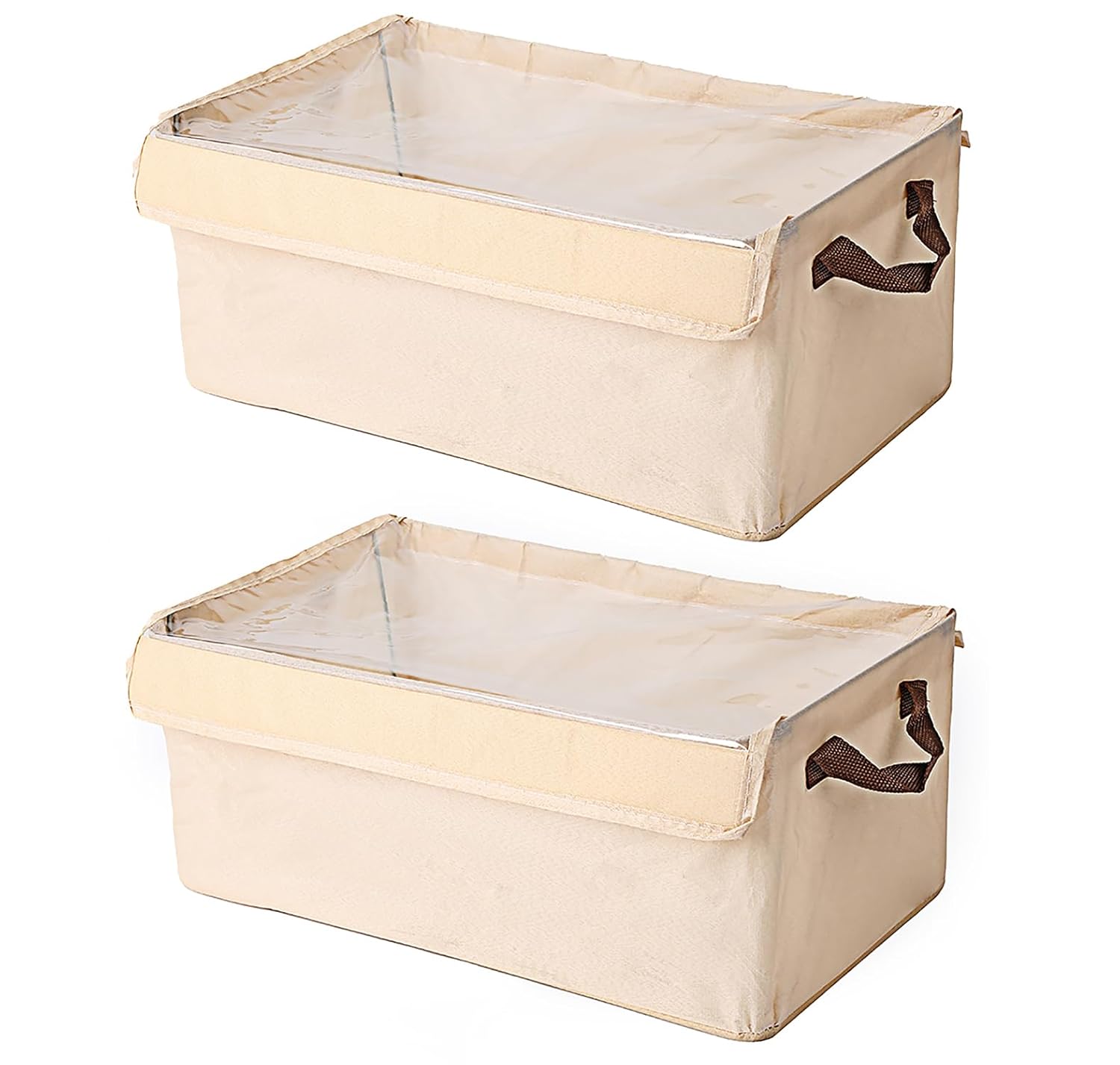 Durable Linen Closet Organizers and Foldable Flip Storage Baskets (Beige)