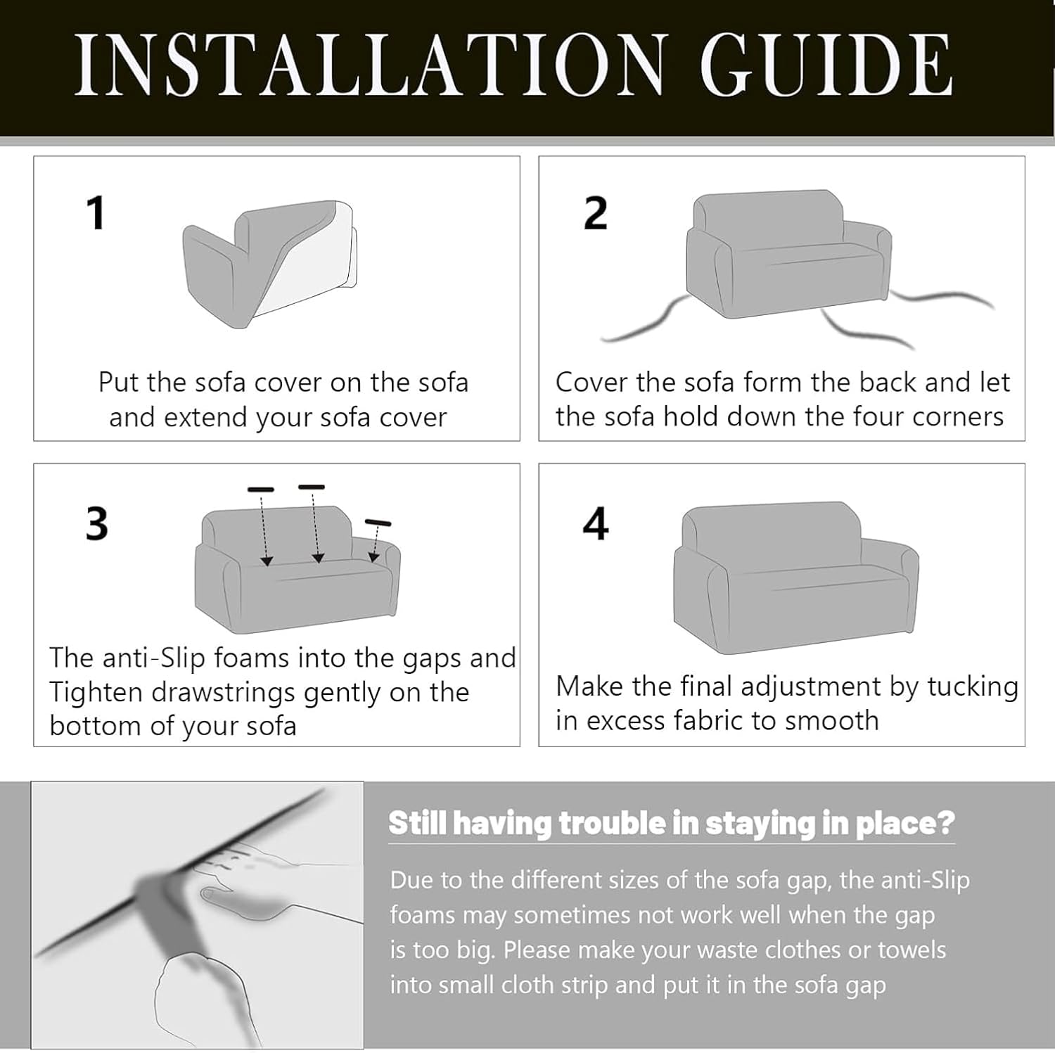 Universal Jacquard Fabric Sofa Cover- Smoke