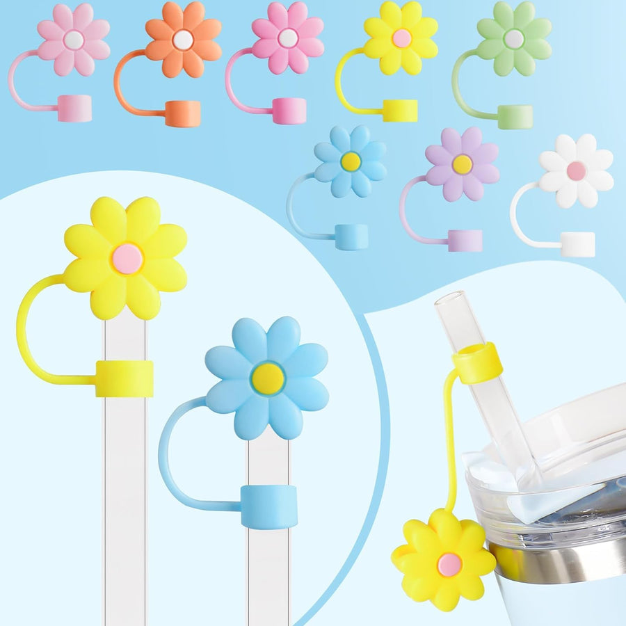 5PCS Silicone Straw Covers Cap Reusable Straws Tips Lids (Multicolor) (Tumbler Not Included)