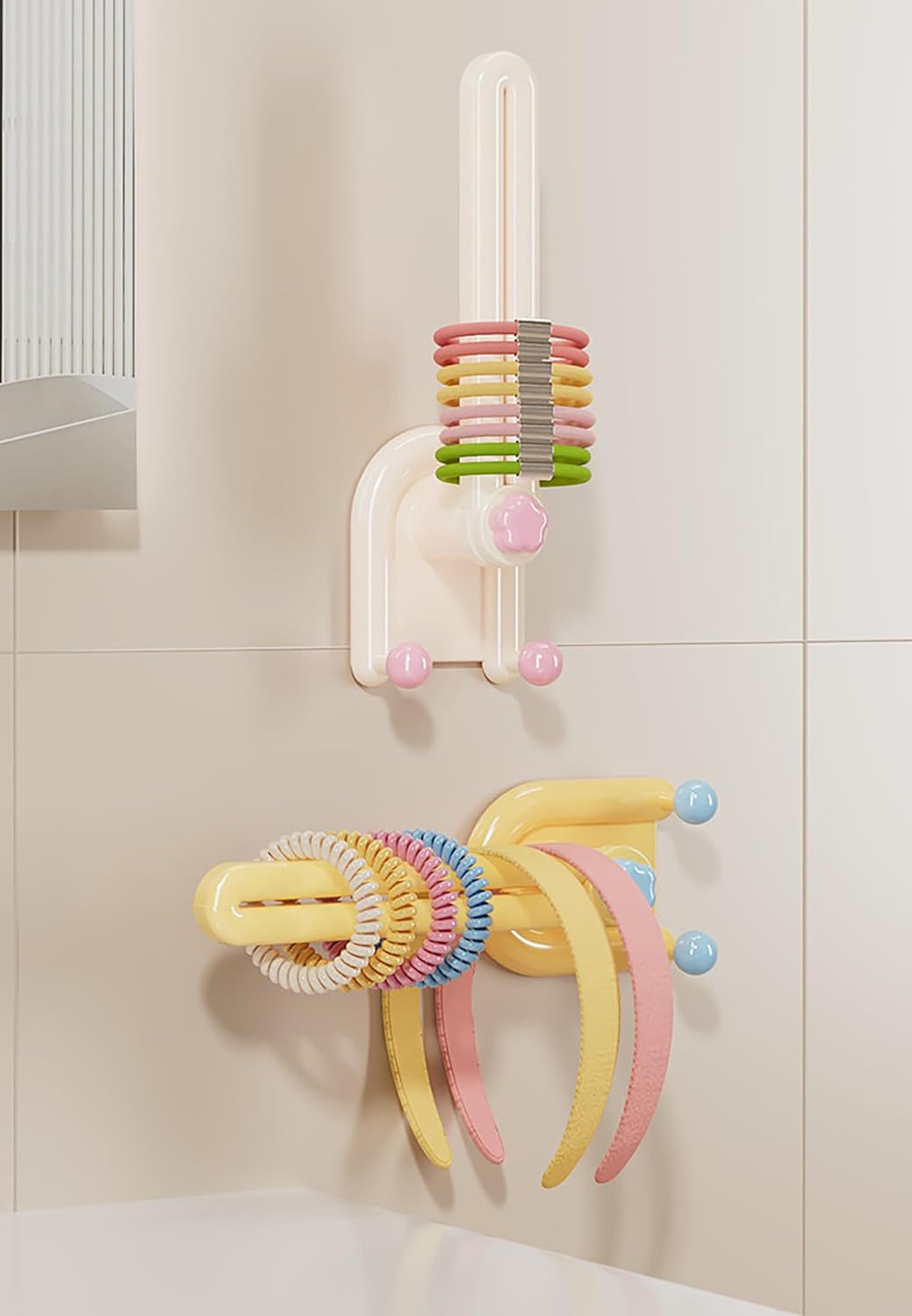 L-Shaped Hair Accessory Storage Rack | Wall-Mounted Hair Tie, Headband & Scrunchie Organizer