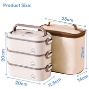 304 Stainless Steel Bento Lunch Box – Stackable, Leakproof, Microwave Safe with Insulated Case & Cutlery