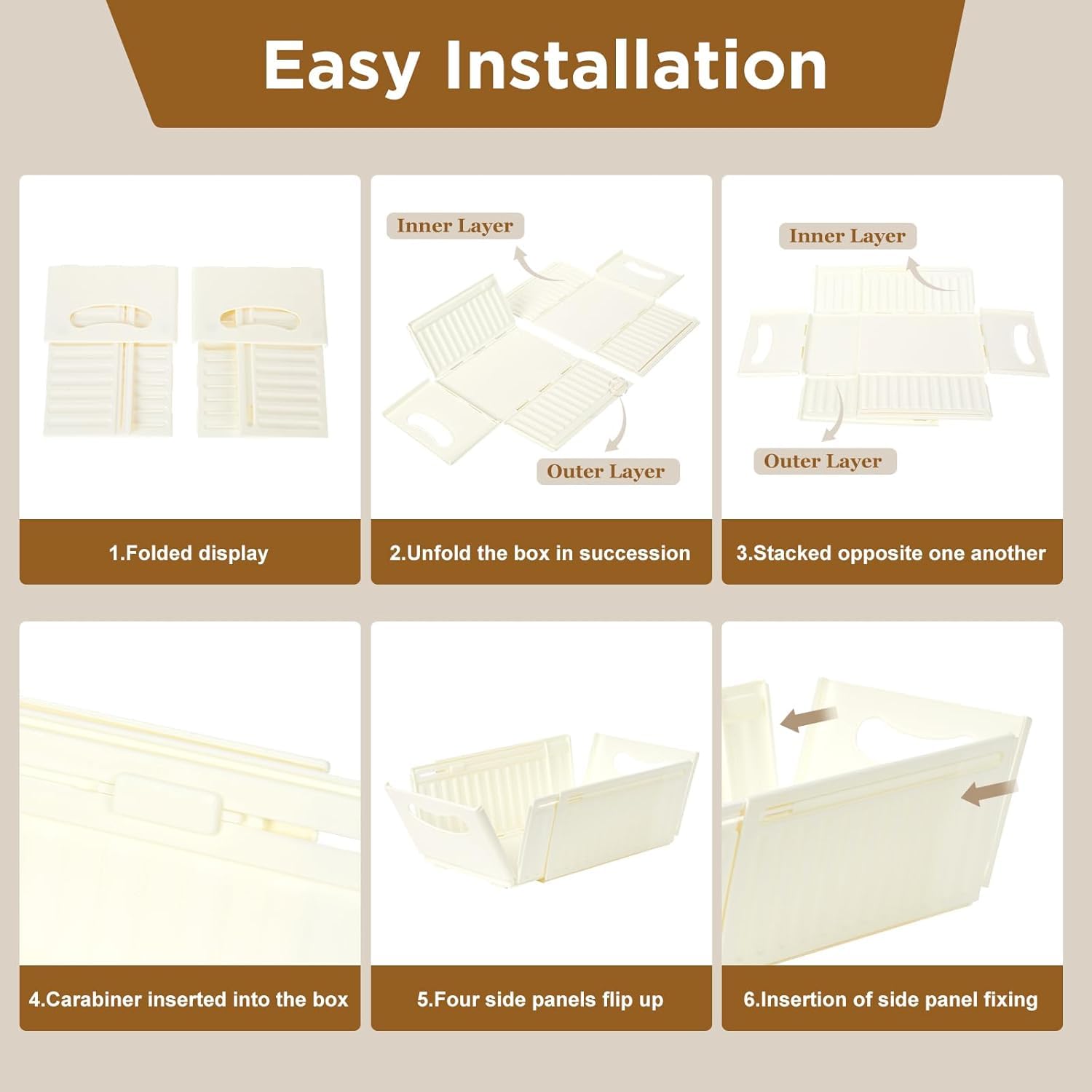 Retractable Plastic Storage Bins With Handles- Large