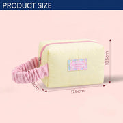 Korean Quilted Makeup Bag for Women, Heart Pattern Cosmetic Pouch