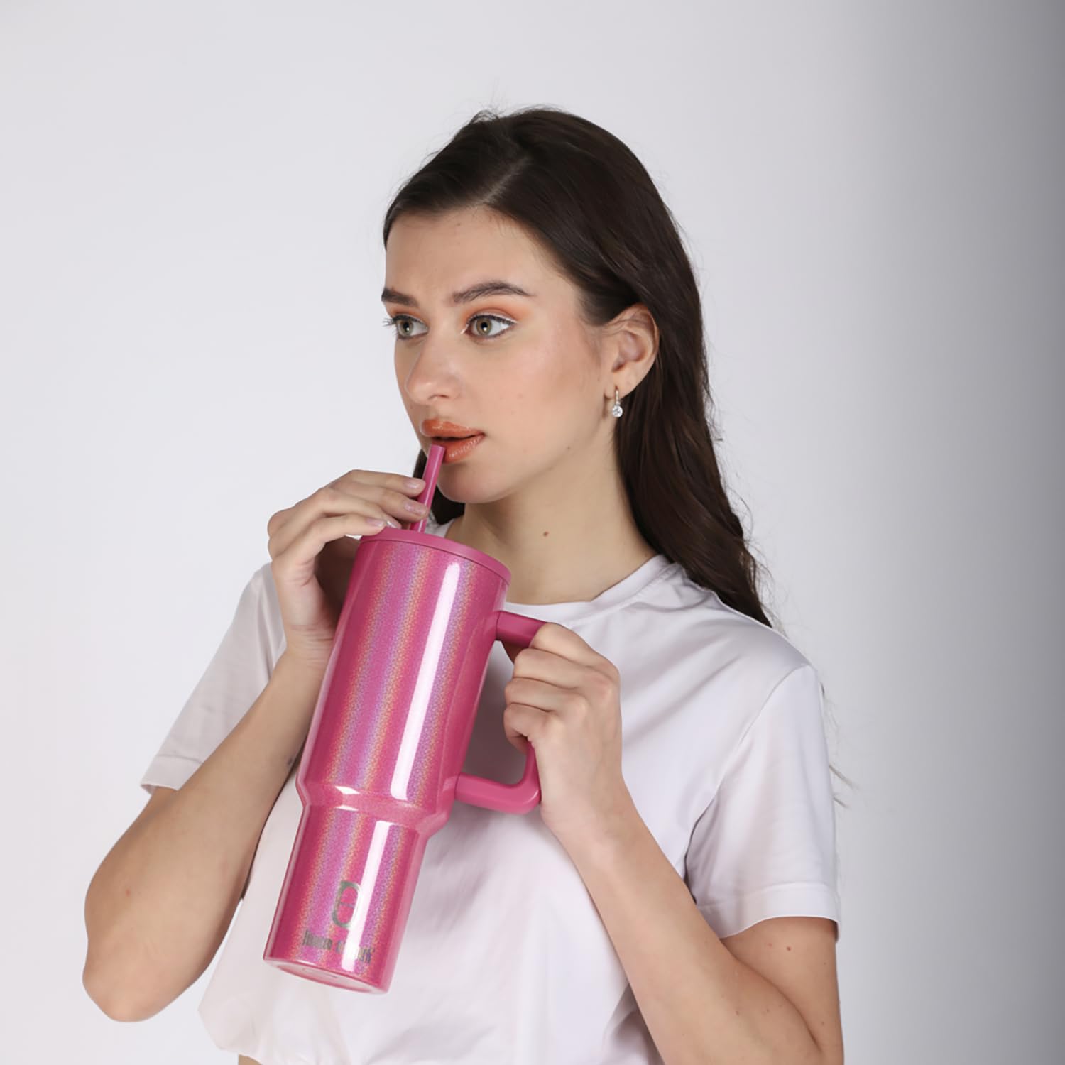 1200ML Insulated Stainless Steel Tumbler with Lid, Handle & Straws - (1200 ML)