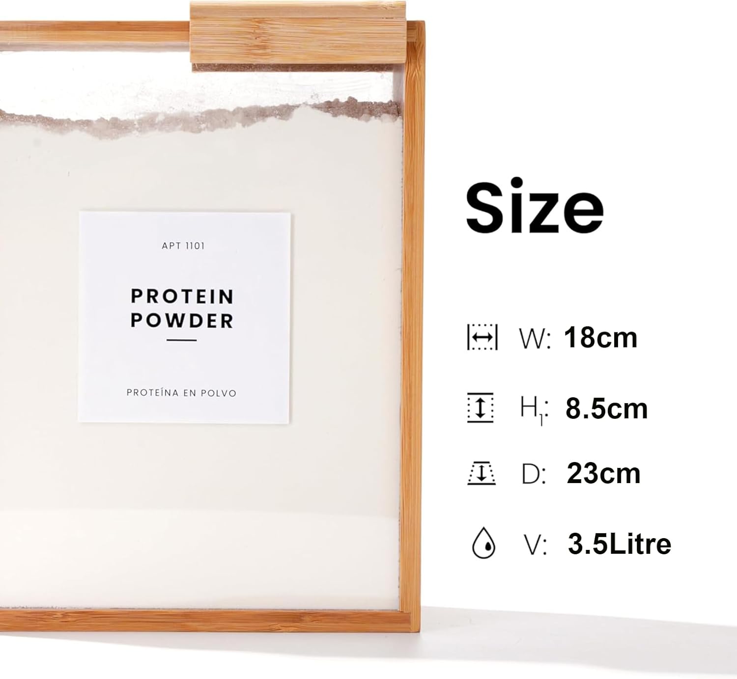 3.5L Bamboo Food Dispenser with PVC Door – Stylish, Easy-Clean Storage for Kitchen Essentials