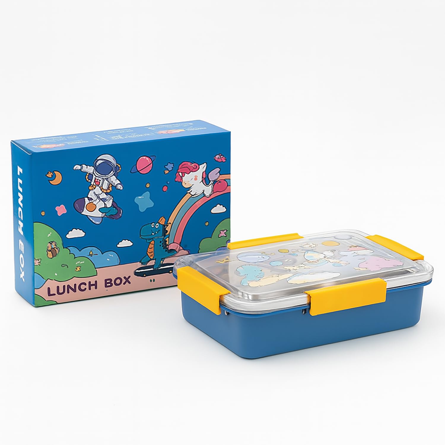 304 Stainless Steel Lunch Box for Kids, 4 Compartment Leak-Proof Bento Box with Lid