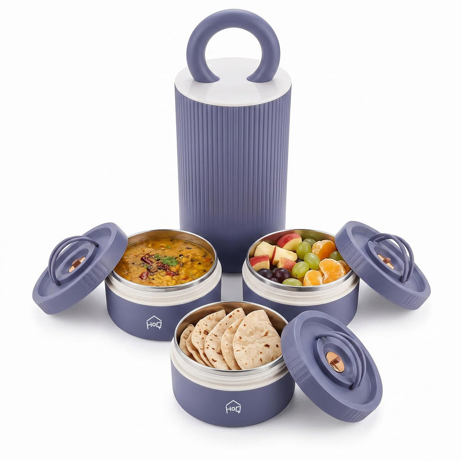 1400ml 304 Stainless Steel Lunch Box, 3 Containers