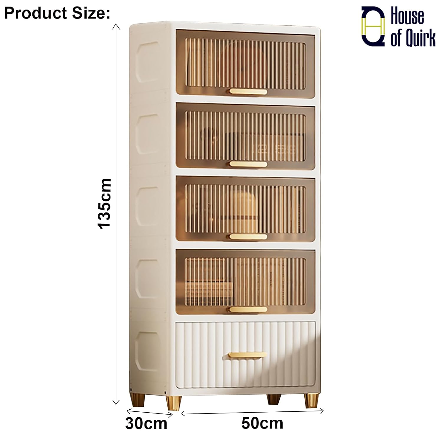 Bathroom Storage Cabinet – Freestanding Organizer with Drawers & Shelf (White,5 Layer 50CM)