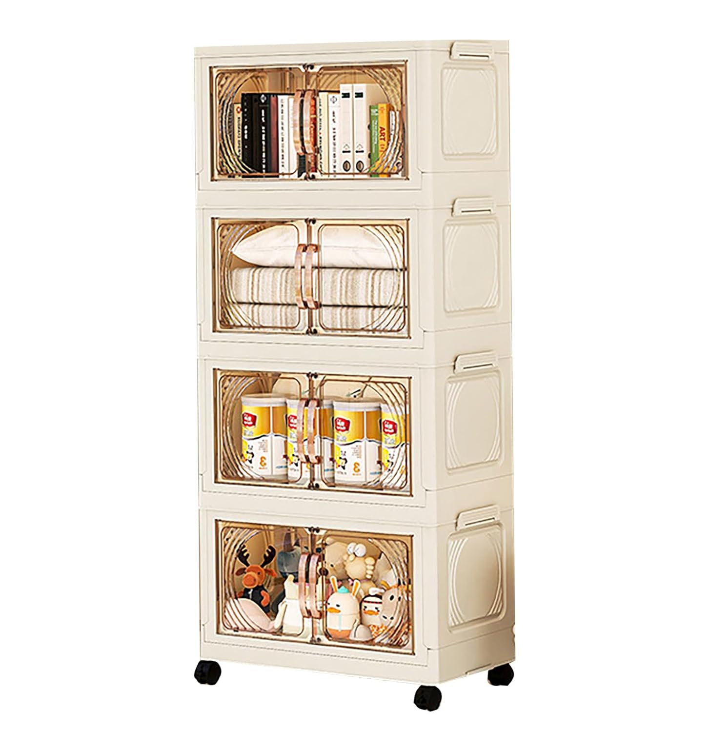 Storage Cabinet with Wheels, Rolling Organizer for Home ( 45CM, Cream)