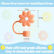 5PCS Silicone Straw Covers Cap Reusable Straws Tips Lids (Multicolor) (Tumbler Not Included)