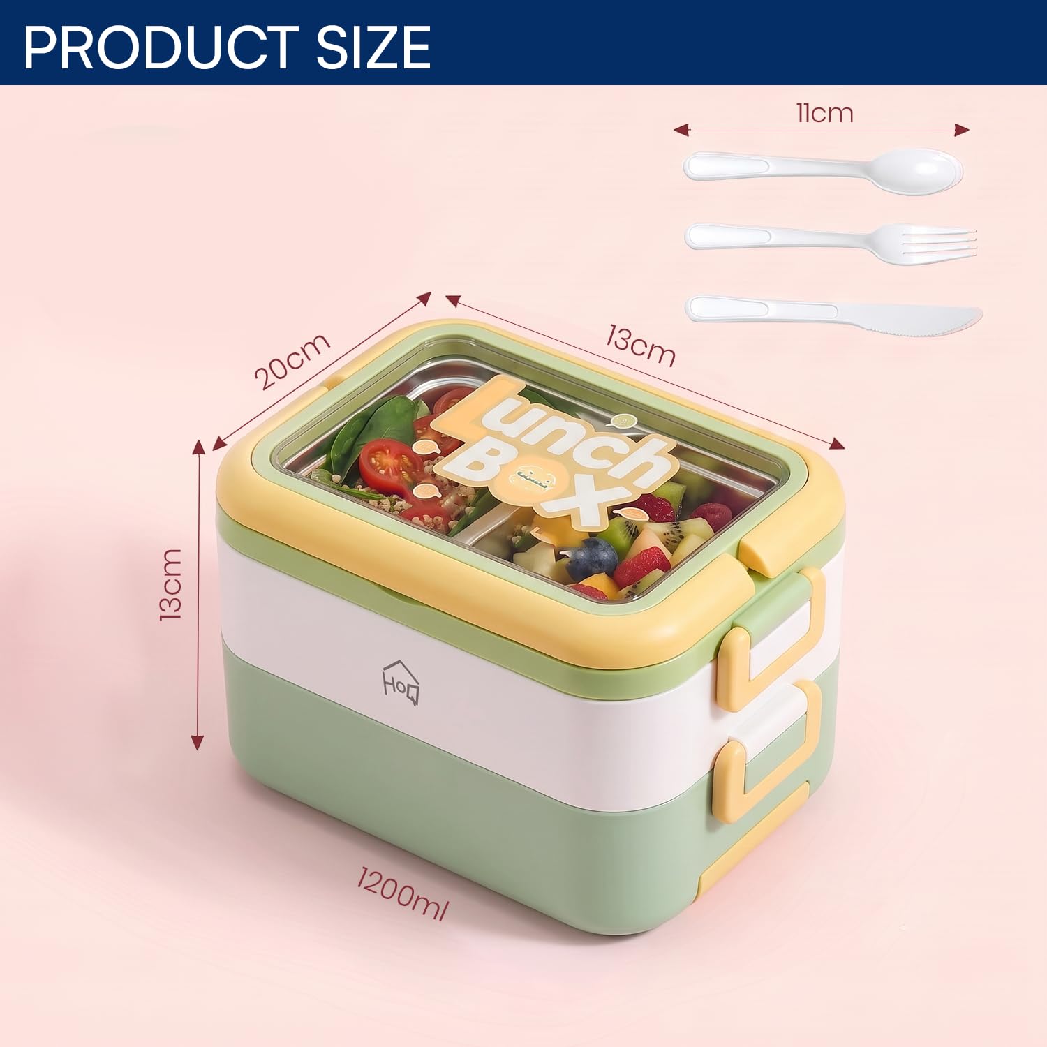1200ml Stainless Steel Insulated Lunch Box
