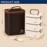 304 Stainless Steel Lunch Box with Divider, Lunch Bag & Spoon (Beige)