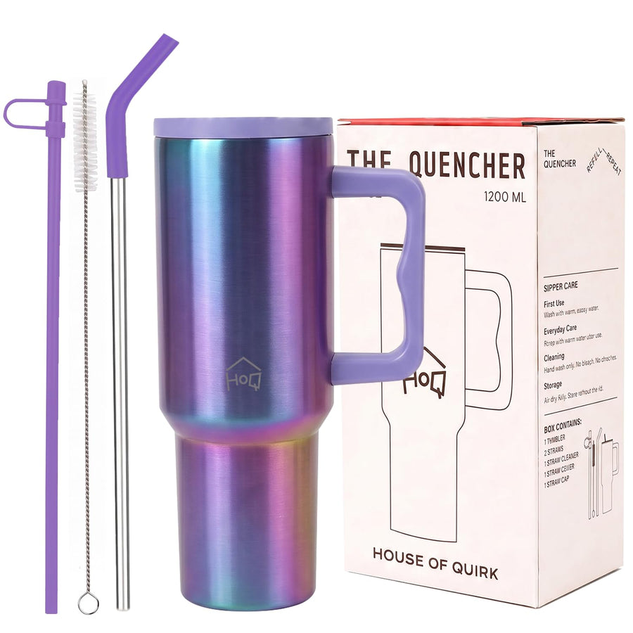 Stainless Steel Vacuum Insulated Tumbler with Straw and Lid & Handle - (1200 ML)