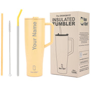 1200ML Custom Name Tumbler with Handle & 2 Straw Flip Lid (Non-Returnable & Non-Replaceable)