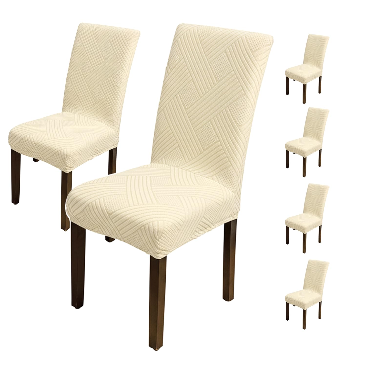 Universal Fit Elegant Jacquard Chair Cover – 220 GSM Stretch Fabric (Beige)