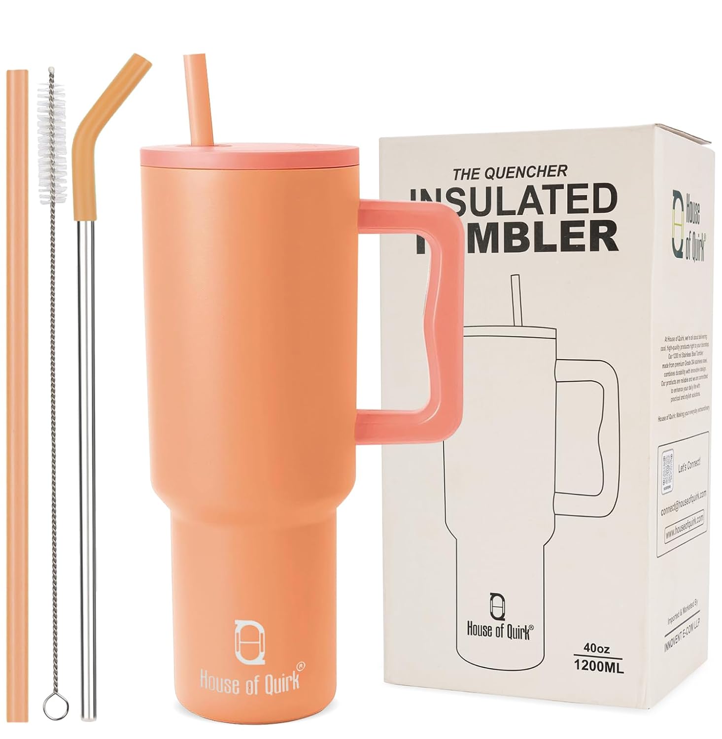Stainless Steel Vacuum Insulated Tumbler with Straw and Lid & Handle - (1200 ML)