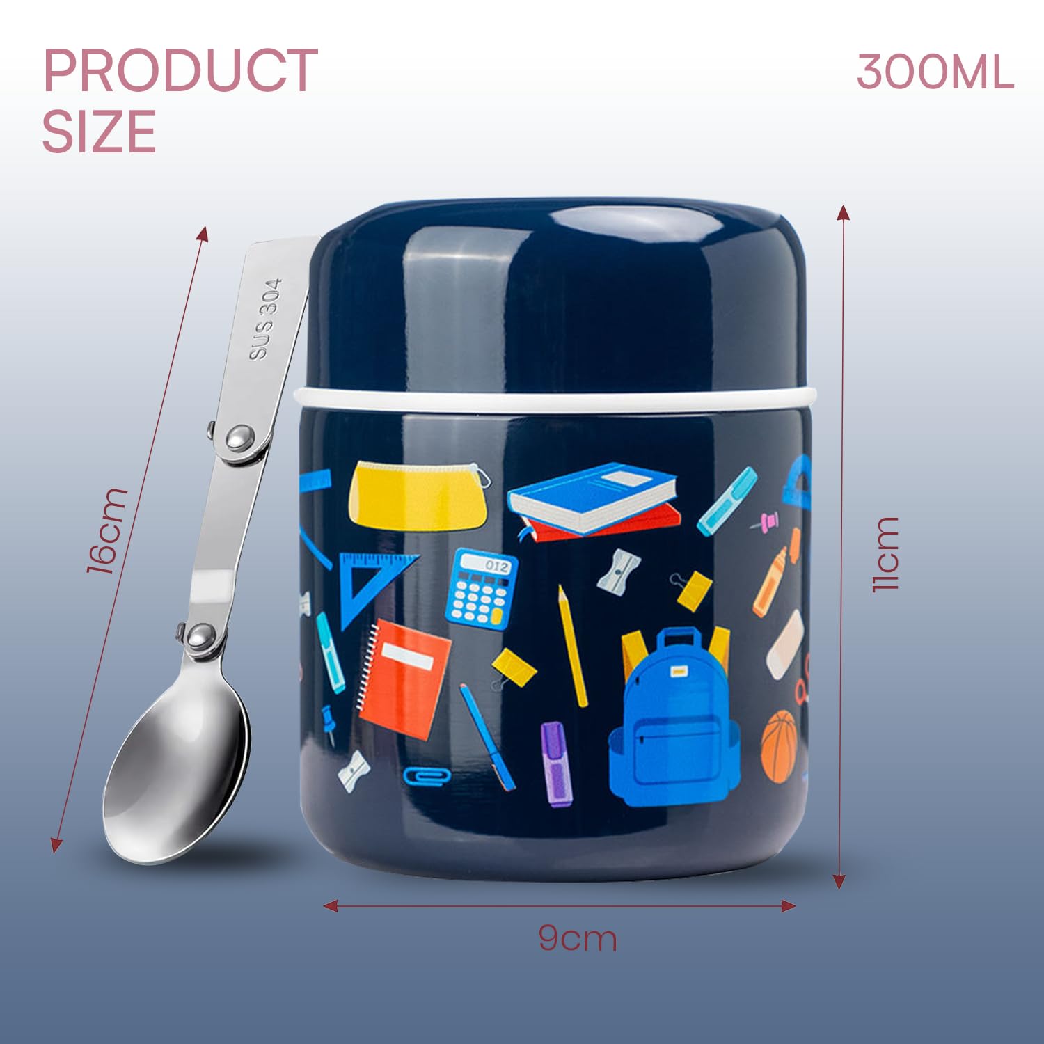 304 Stainless Steel Baby Feeding Bowl with Spoon 300ml