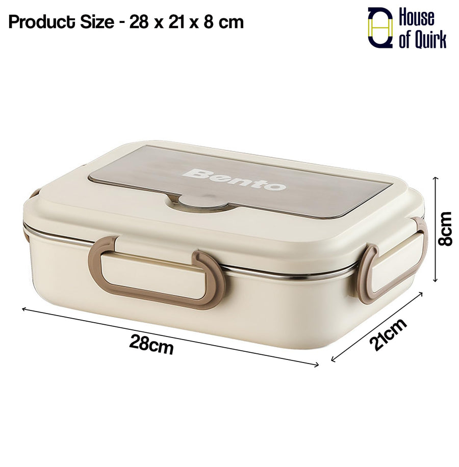 304 Stainless Steel Insulated Lunch Box with 4 Compartments (Beige)