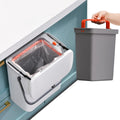 2-in-1 Wall & Cabinet Hanging Trash Can with Lid – 12.2L, Double-Sided Open (White/Grey)