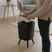 9L Bathroom Trash Can with Lid – Modern Nordic Small Garbage Bin (Black)