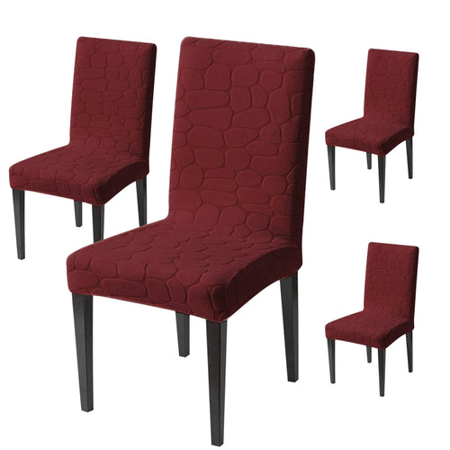 Premium Stretch Dining Chair Covers – 220 GSM Thick Jacquard Fabric- Maroon
