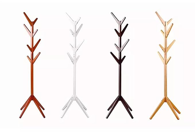 Free Standing Bamboo Coat Rack with 4 Tiers 8 Hooks Bamboo Dark Brown