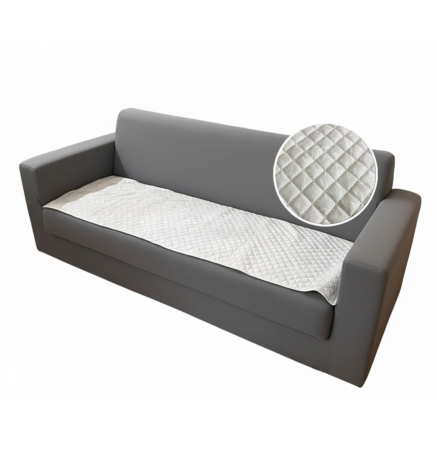 Printed Sofa Cover for Indian Sofa Set Quilted, Washable & Durable (Beige Stem)