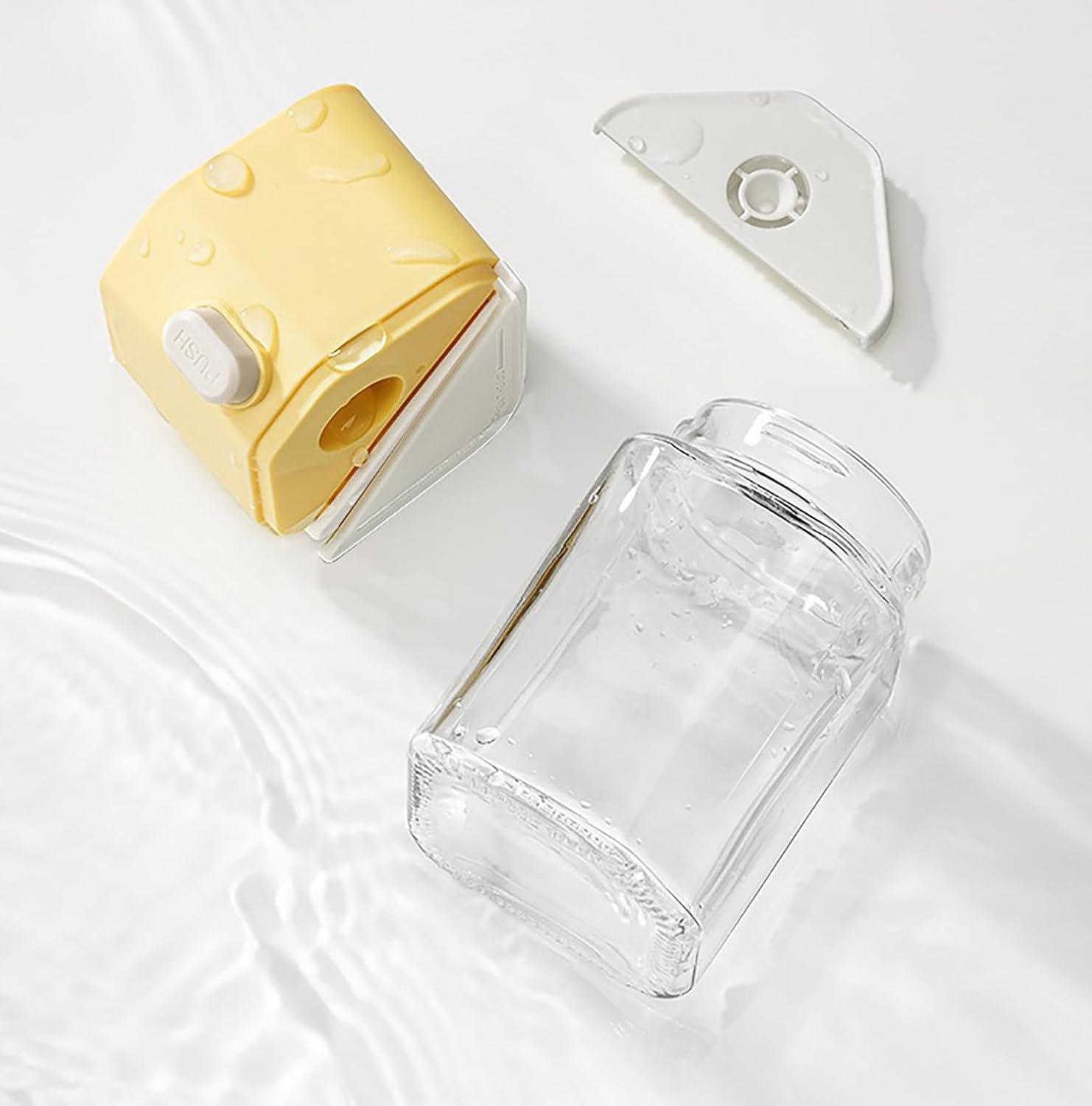 180ml Dual-Use Glass Seasoning Pot with Press Lid – One-Hand Salt & Pepper Shaker Jar