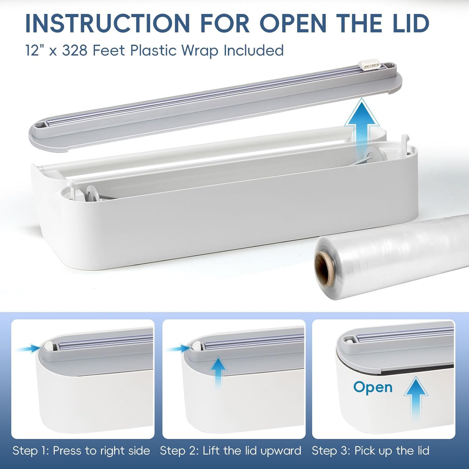 Magnetic Plastic Wrap Dispense 2-in-1  with Cutter – Grey