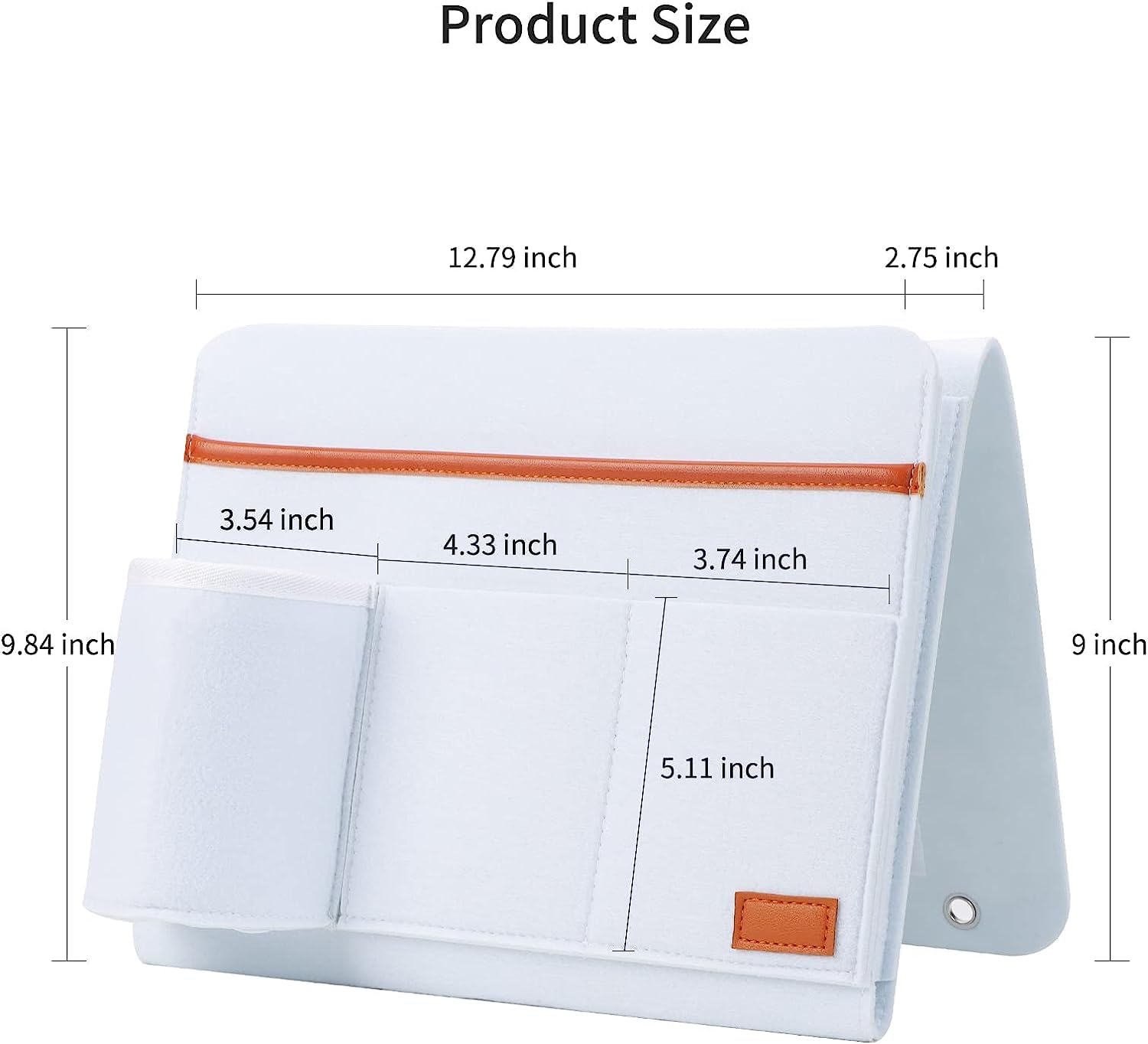 Bedside Caddy, 5 Pockets Remote Control Holder Bed Sofa storage organizer Side Pocket Large (Beige)