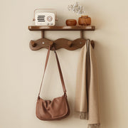 Wooden Wavy Wall-Mounted Coat Rack with 4 Hooks