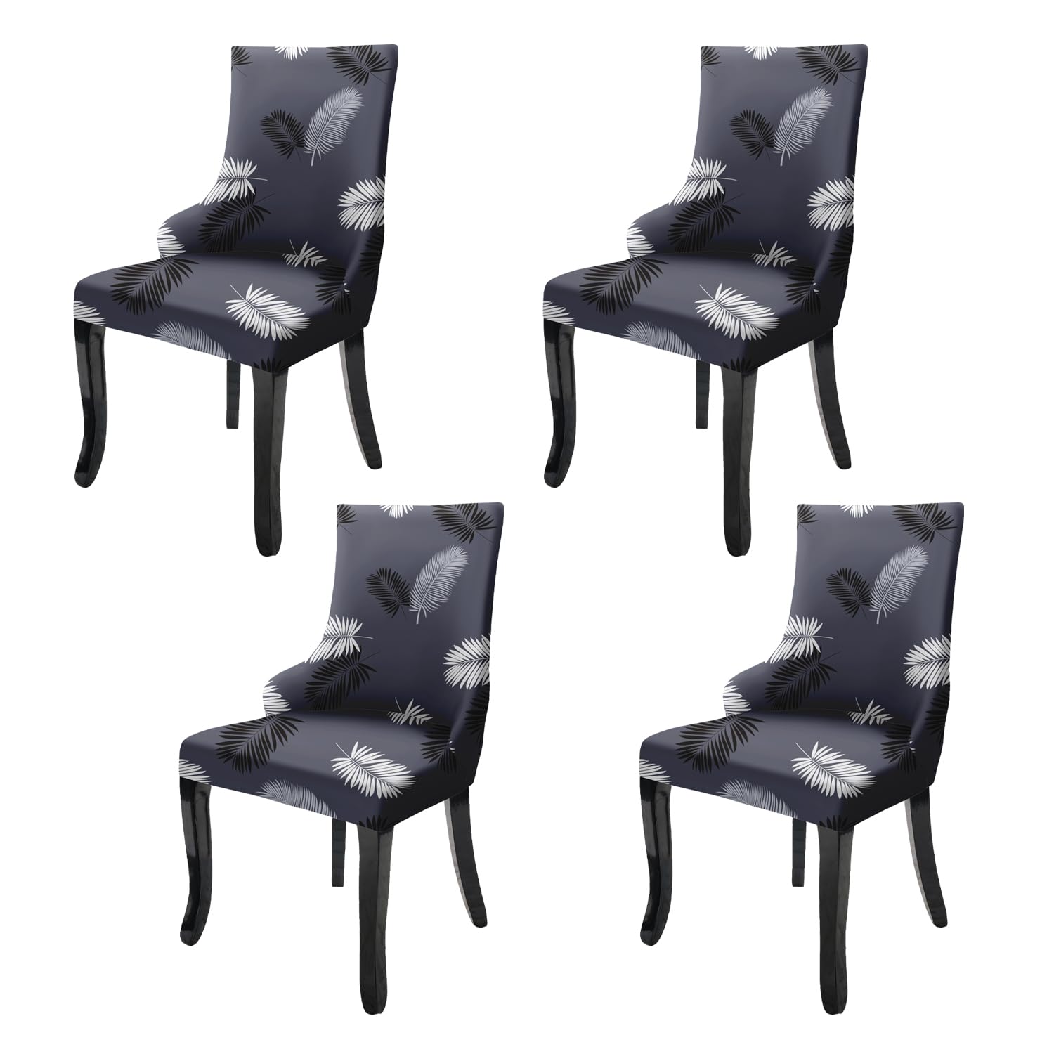 Wingback American Side Chair Slipcover-Dark Grey Fern)