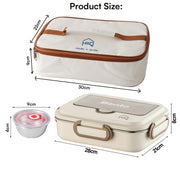 Stainless Steel Lunch Box | 304 Multi-Layer Bento Box with Bag & Utensils (Beige/Brown)