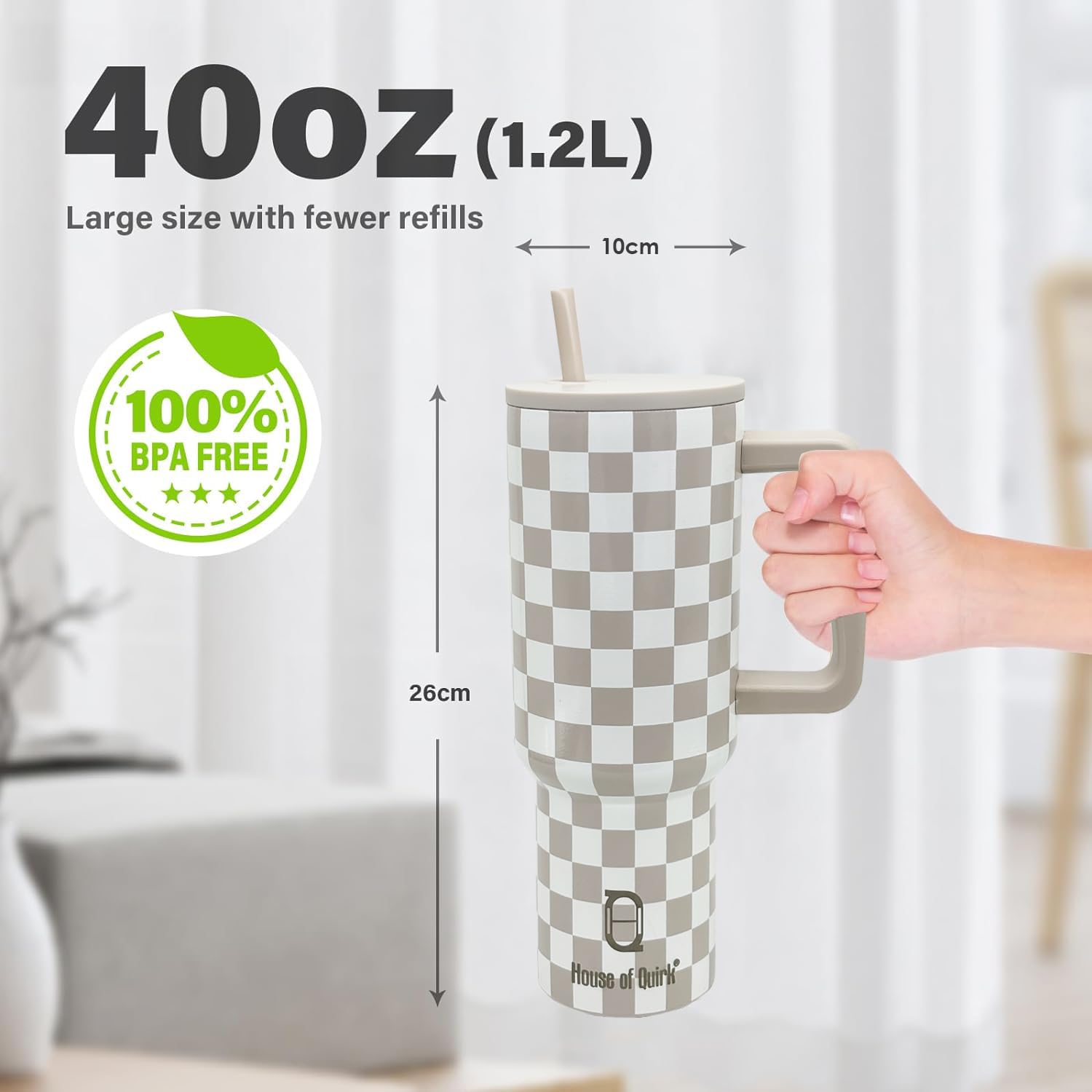 Stainless Steel Vacuum Insulated Tumbler with Straw and Lid & Handle - (1200 ML)