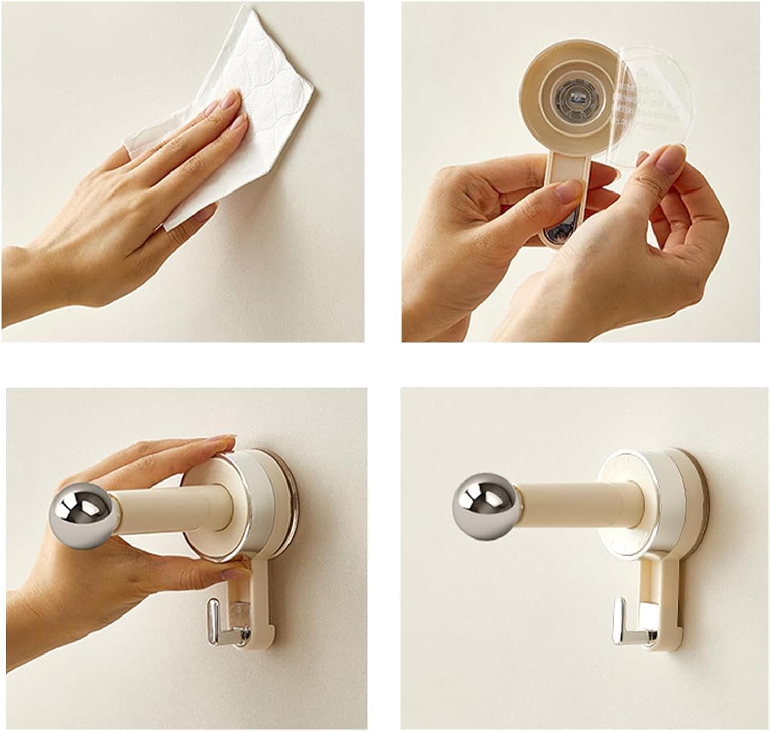 Adjustable Heavy-Duty Wall Suction Hook Waterproof No-Drill Bathroom Hook  (Cream)