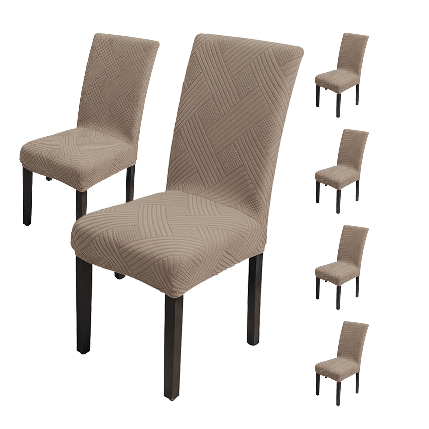Universal Fit Elegant Jacquard Chair Cover – 220 GSM Stretch Fabric (Khaki)