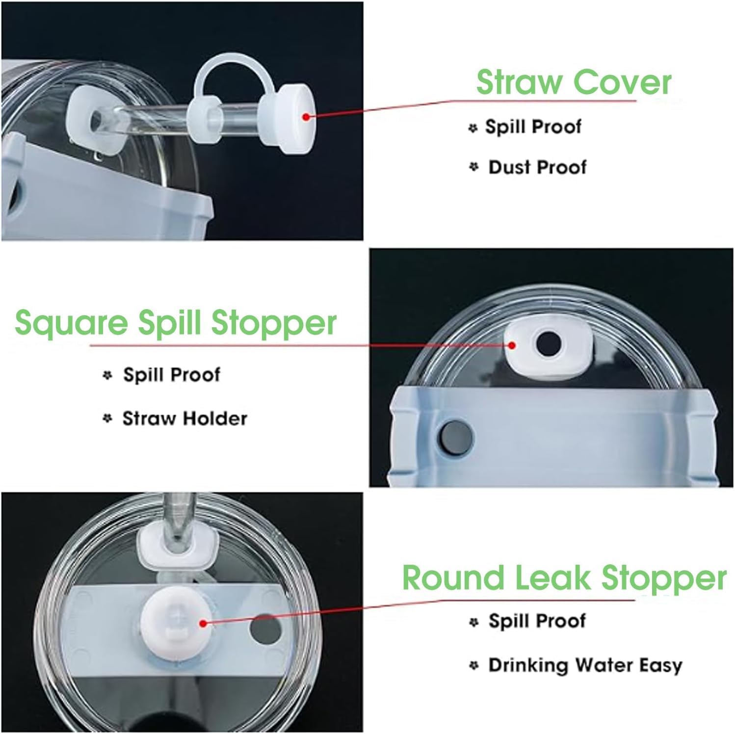 7 PCS Cup Accessories Set | Tumbler Accessories for 30oz & 40oz | Silicone Boot, Handle Strap, Coin Purse & Straw Covers(Tumbler Not Included)