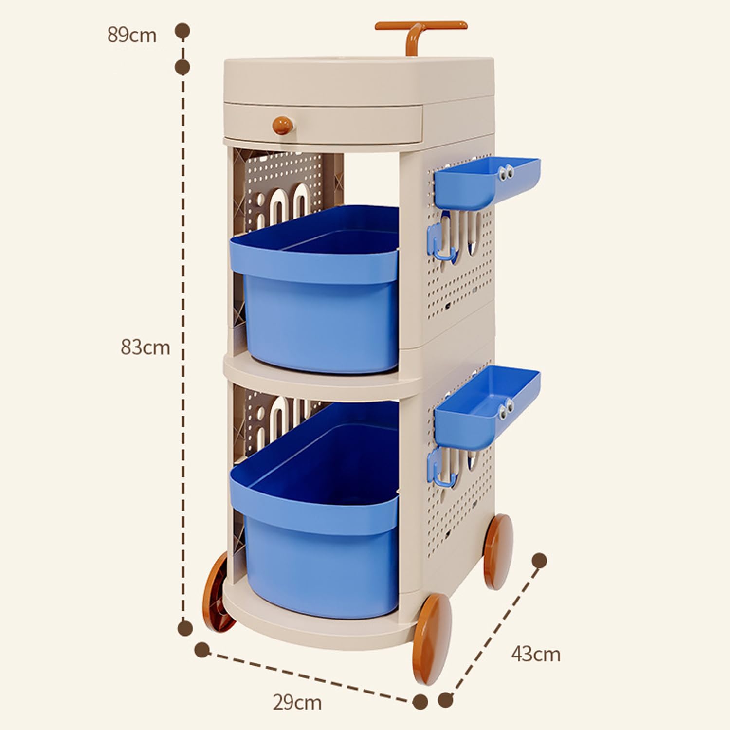 Portable Bookshelf Storage Trolley Multifunctional Utility Organizer