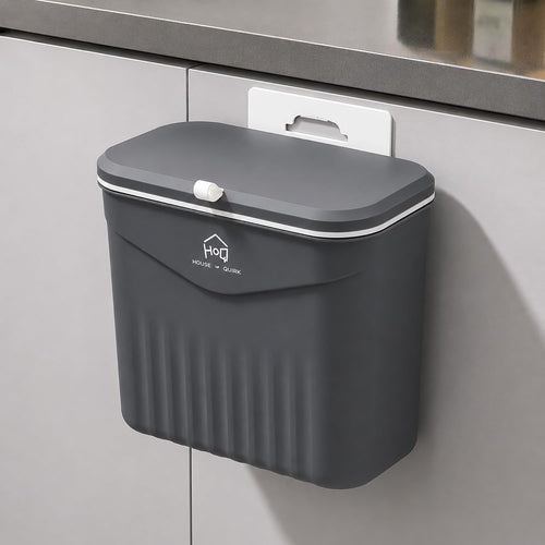 7L Hanging Kitchen Trash Can with Lid, Wall Mounted & Cabinet Door Waste Bin