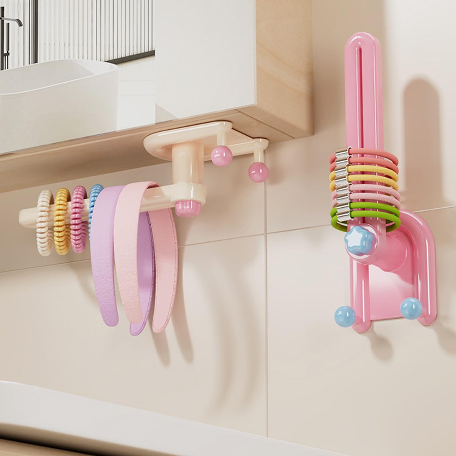L-Shaped Hair Accessory Storage Rack | Wall-Mounted Hair Tie, Headband & Scrunchie Organizer