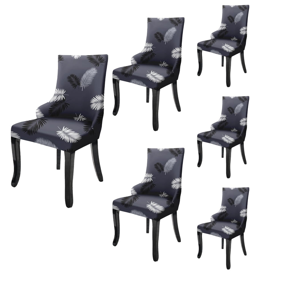 Wingback American Side Chair Slipcover-Dark Grey Fern)