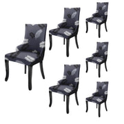 Wingback American Side Chair Slipcover-Dark Grey Fern)